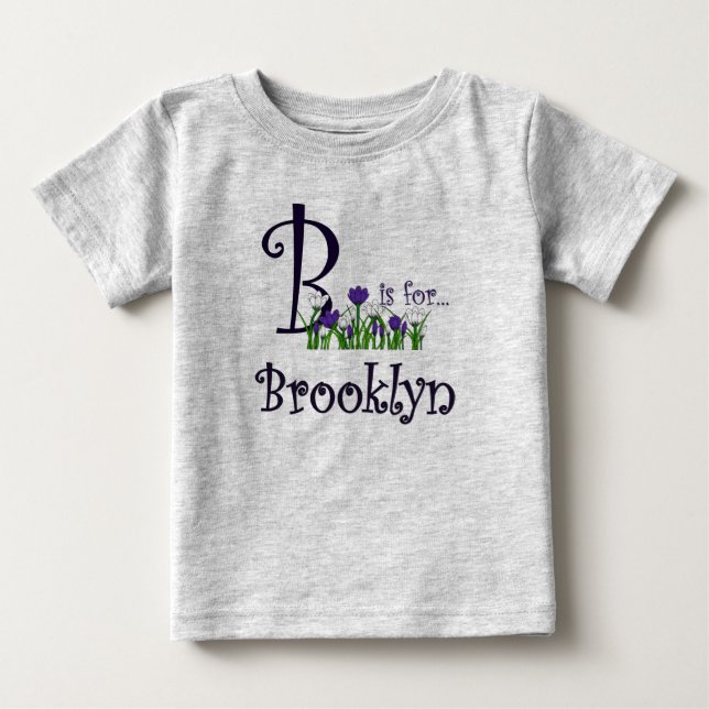 B est pour T-shirt Brooklyn Cute Spring Flowers (Devant)
