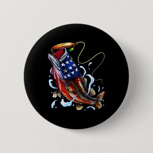 B Fisch American Flag Vater Vierte Button