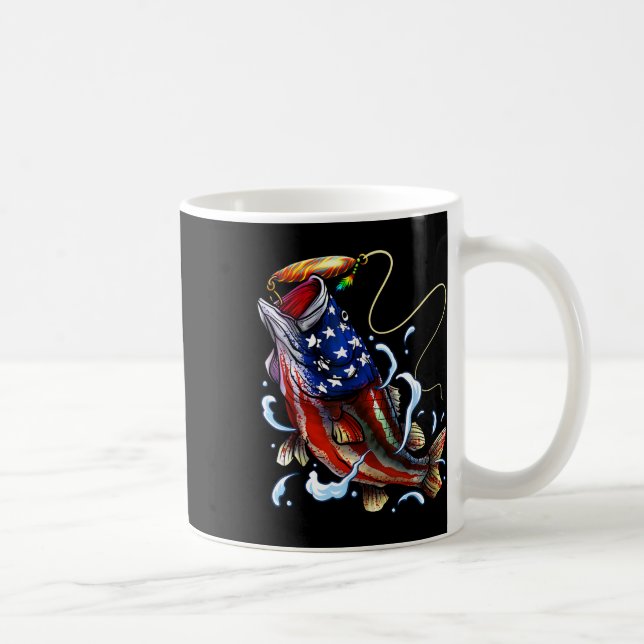 B Fisch American Flag Vater Vierte Kaffeetasse (Rechts)