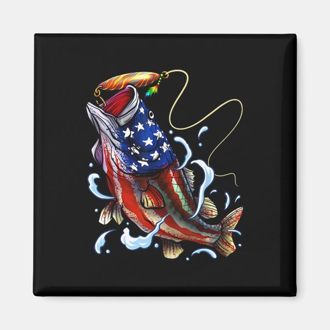 B Fisch American Flag Vater Vierte Magnet (Vorne)