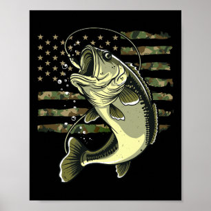 B Fisch Angeln USA Amerikanische Flagge Tarnung Fi Poster