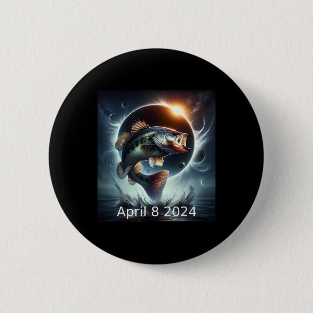 B Fisch Solar Eclipse 8. April 2024 Button (Vorderseite)