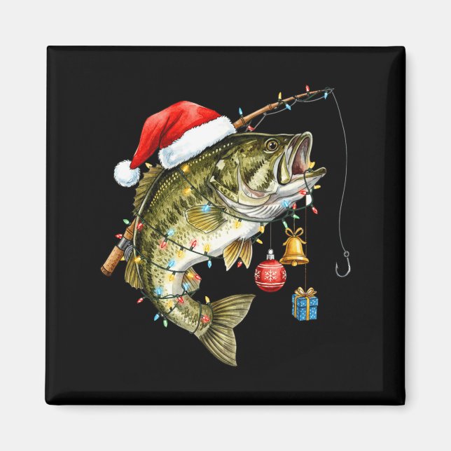 B Fish Festive Lights Christmas Funny Fishing Long Magnet (Vorne)