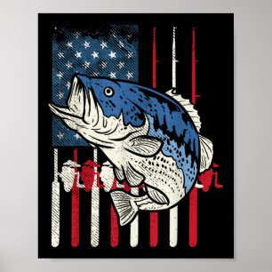 B Fish Us Amerikanische Flagge Patriotischer Angle Poster