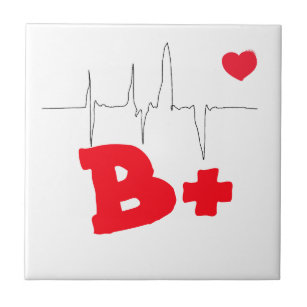 B+ Funky Blood Type Heart Rate Medical Fliese
