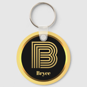 B Gold Mit Monogramm Letter Personalisiert Schlüss Schlüsselanhänger