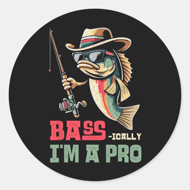 B-i bin ich ein Funny Fishing Liebhaber Runder Aufkleber (Vorderseite)