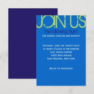 B Initial Collection Bar Bat Mitzvah Party Card Einladung