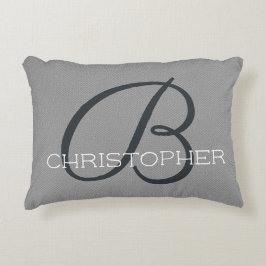 B Initial Stylish Monogram Name Schwarz-weiß Gray Dekokissen