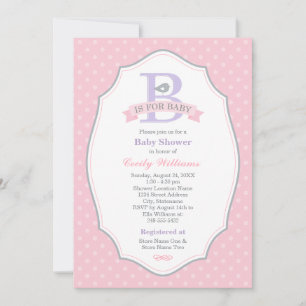 B ist für Baby Girl Pink Baby Shower Einladung