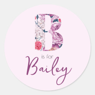 B ist für Bailey Stickers Baby Girl Name Reveal