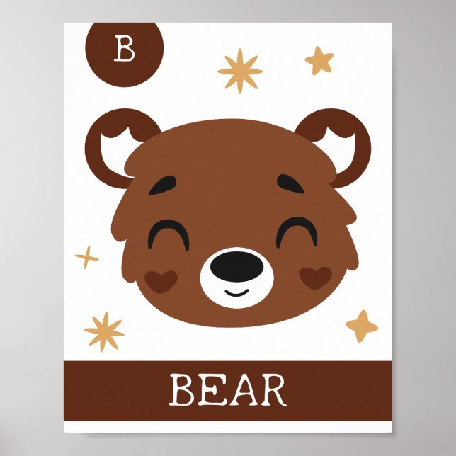 B ist für Bären, Kinderzimmer, Schlafzimmer, Kinde Poster (Vorne)