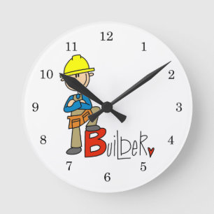 B ist für Bauarbeiter Runde Wanduhr