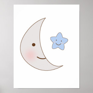 B ist für Bear Moon und Star Art Poster