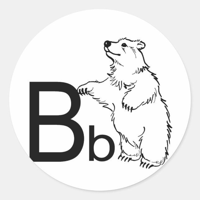 B ist für Bear Runder Aufkleber (Vorderseite)