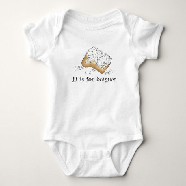 B ist für Beignet Sugary New Orleans Pastry Letter Baby Strampler (Vorderseite)