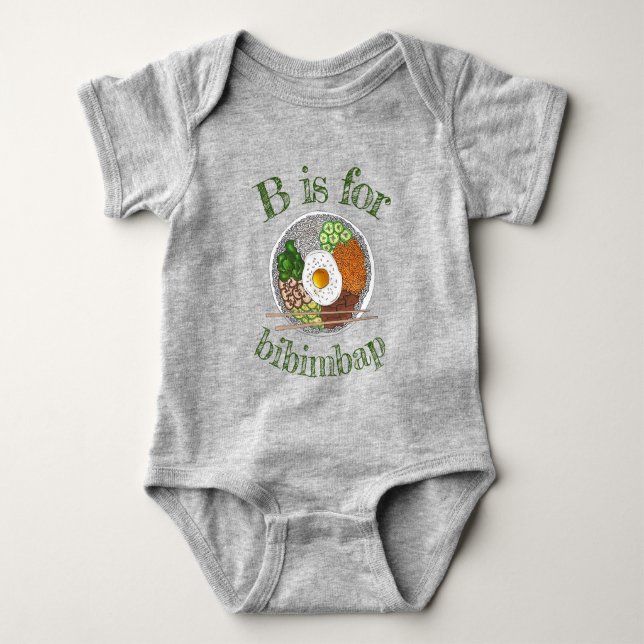 B ist für Bibimbap Koreanische Küche Küche Baby Strampler (Vorderseite)
