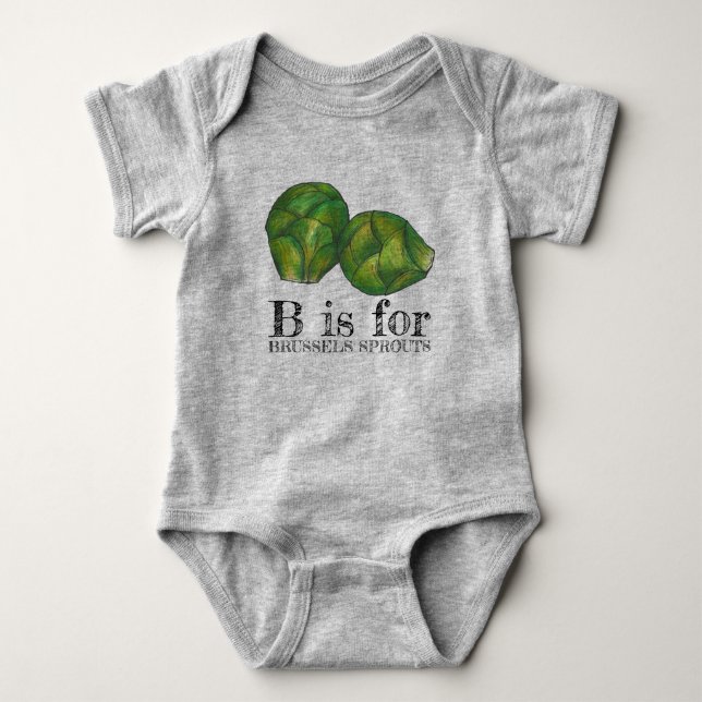 B ist für BRÜSSEL SPROUTS Green Veggie Alphabet B Baby Strampler (Vorderseite)