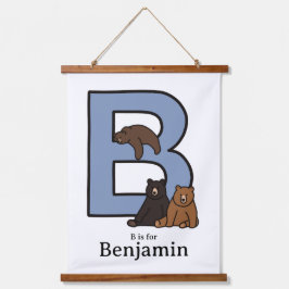 B ist für... personalisiertes Briefposter. Wandteppich Mit Holzrahmen