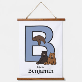 B ist für... personalisiertes Briefposter. Wandteppich Mit Holzrahmen