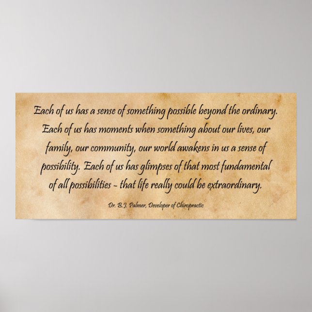 B J Palmer Außergewöhnliches Leben Poster (Vorne)