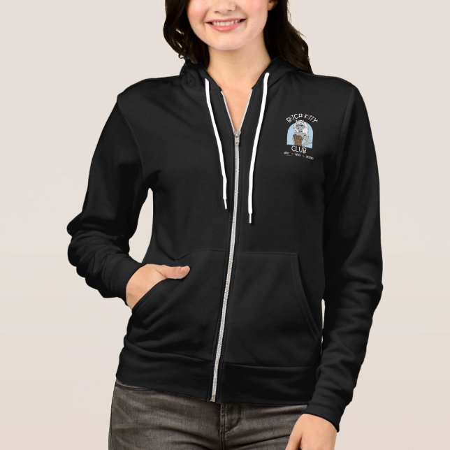 B K!TTY CLUB Girl Blue Leopard (White text) Hoodie (Vorderseite)