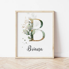 B Letter Monogram Greenerity Kinderzimmer Name Wal Poster