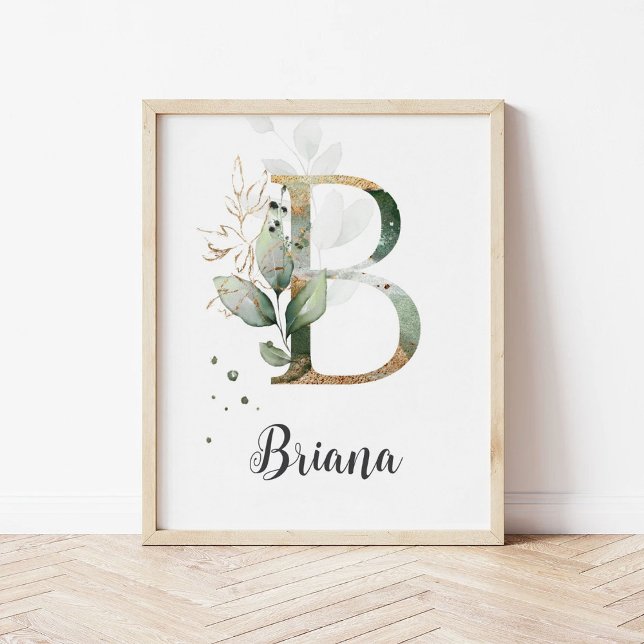 B Letter Monogram Greenerity Kinderzimmer Name Wal Poster (Von Creator hochgeladen)
