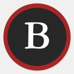 B : Lettre B initiale B Sticker rouge, blanc et no