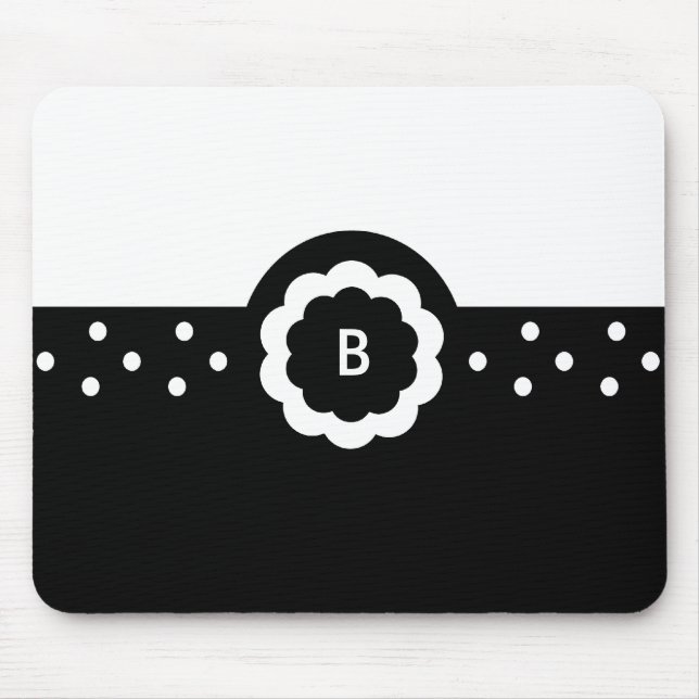B: Monogram B Dotted Black & White Mousepad (Vorne)