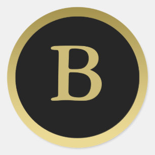 B: Monogram B Elegant Gold und Black Stickers