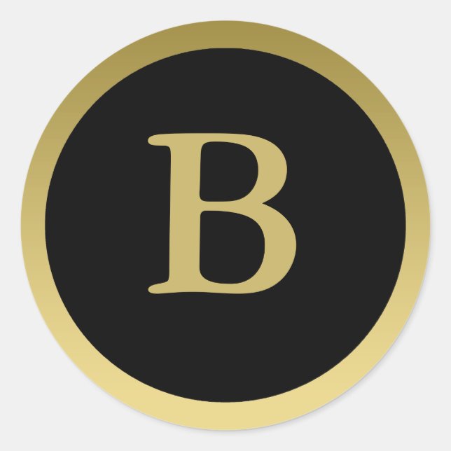 B: Monogram B Elegant Gold und Black Stickers (Vorderseite)
