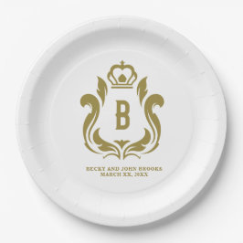 B Monogram Gold Wappen Mit Monogramm Pappteller