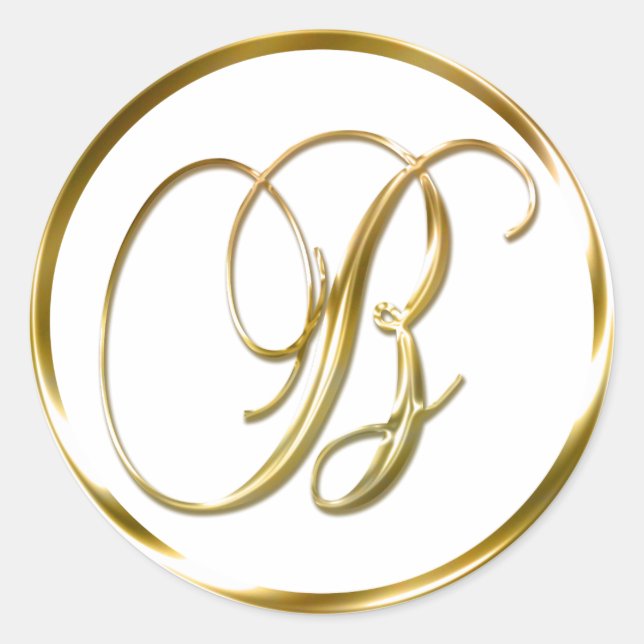 B Monogram Imitate Gold Umschlag oder Günstige Sie Runder Aufkleber (Vorderseite)