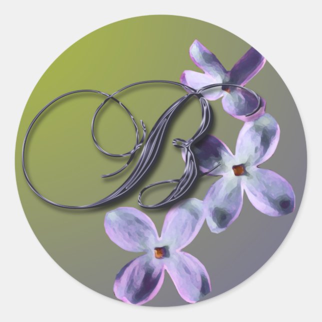 B Monogram Lilac Umschlag Aufkleber Sticker (Vorderseite)