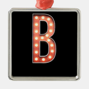 B Monogram Marquee Bulb Ornament Aus Metall