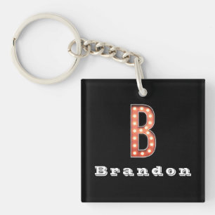 B Monogram Marquise Glühbirne Personalisiert Schlüsselanhänger