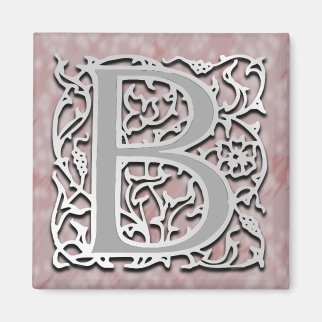 B Monogram "Silver Stone" Square Magnet (Vorne)