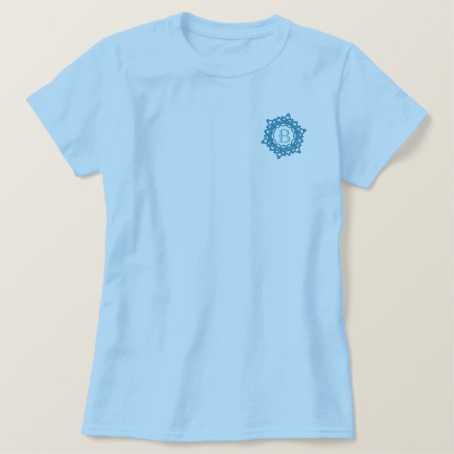 B Monogram Snowflake besticktes weibliches Shirt (Design vorne)