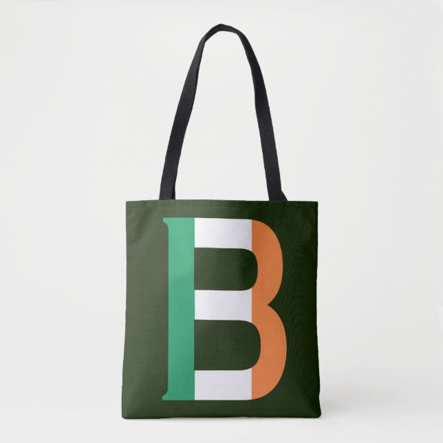 B Monogram überlagert sich auf irischer Flagge Tasche (Vorderseite)