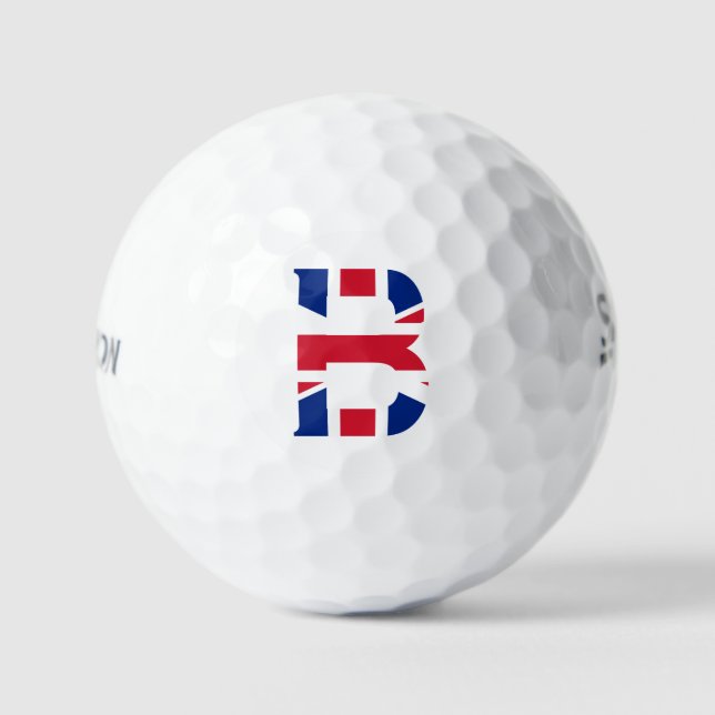 B Monogram überlagert sich auf Unijack Flag ssf gb Golfball (Vorderseite)