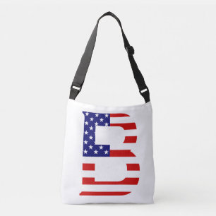 B Monogram überlagert sich auf US Flag cbcnt Tragetaschen Mit Langen Trägern