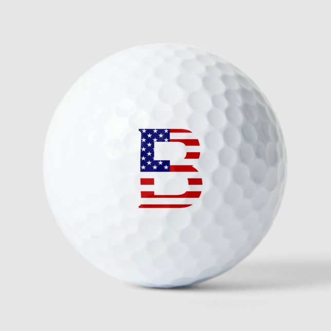 B Monogram überlagert sich auf US Flag va gbcnt Golfball (Vorderseite)