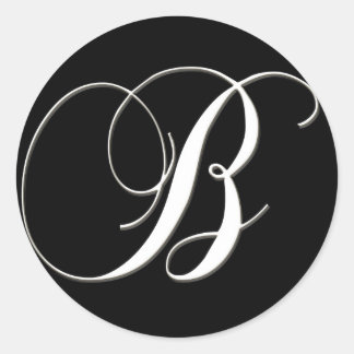 B Monogramm - elegantes Schwarzweiß Runder Aufkleber