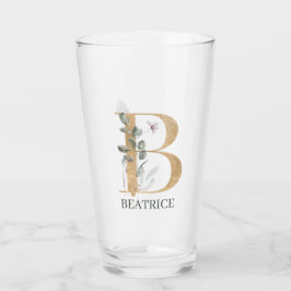 B Monogramm Floral Personalisiert Glas