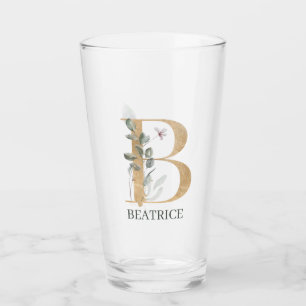 B Monogramm Floral Personalisiert Glas