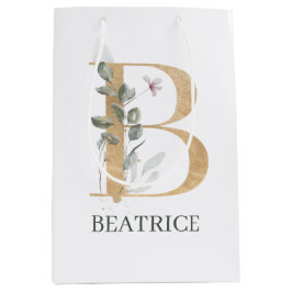 B Monogramm Floral Personalisiert Mittlere Geschenktüte