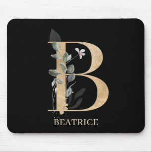 B Monogramm Floral Personalisiert Mousepad