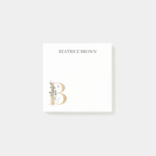 B Monogramm Floral Personalisiert Post-it Klebezettel