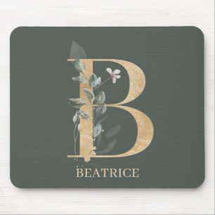B Monogramm Floral Personalisierte Maus Pad Mousepad